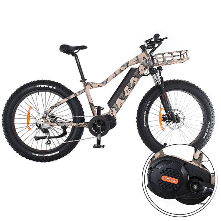 26' Zoll Fat Tire Bike Hard Tail Jagd Elektrofahrrad M620 Bafang MotorMid Motorrad