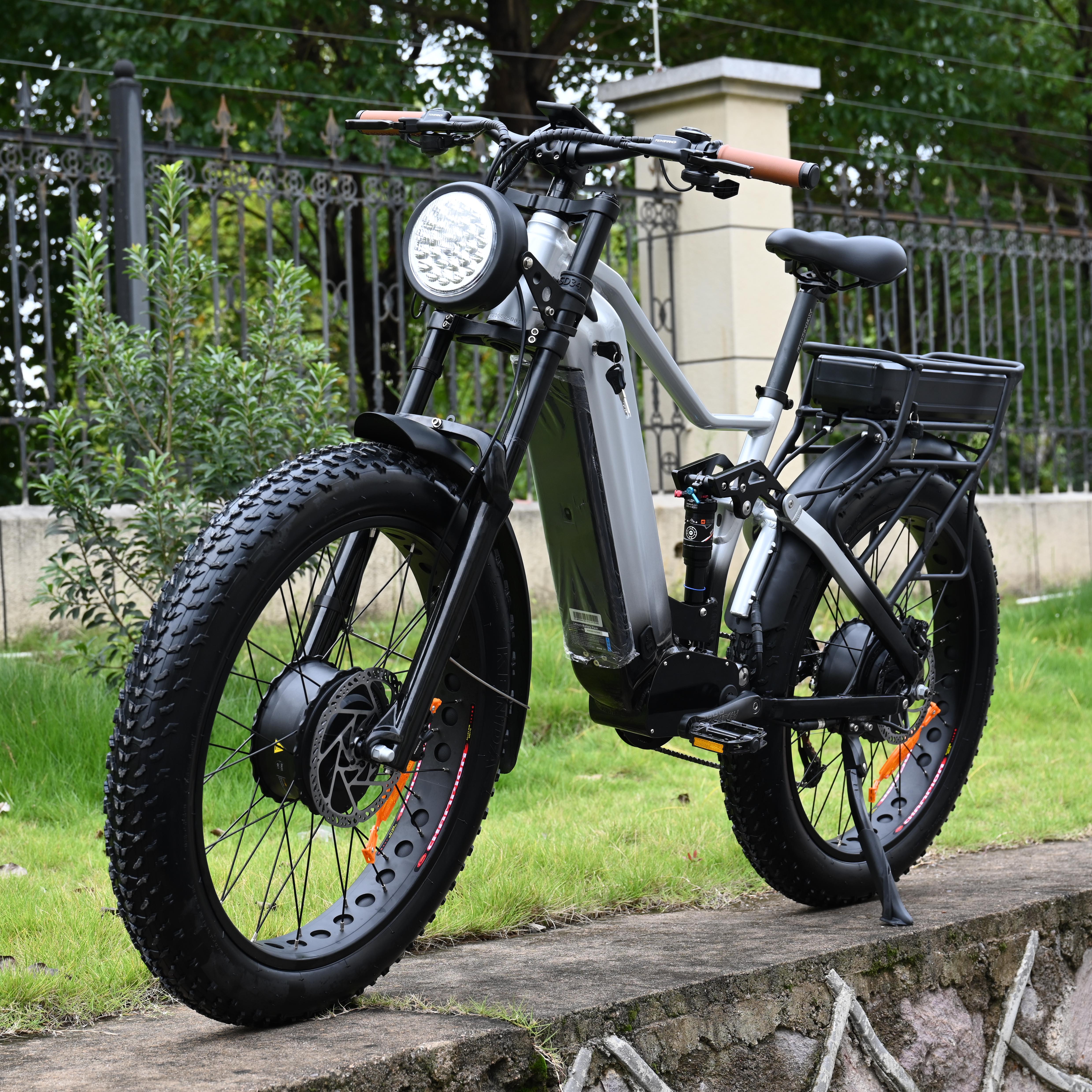 Leistungsstarkes Dual -Motor -Elektrobike mit Dual -Batterie 52 V 1000W+1000W Fettreifenmodell für den Verkauf