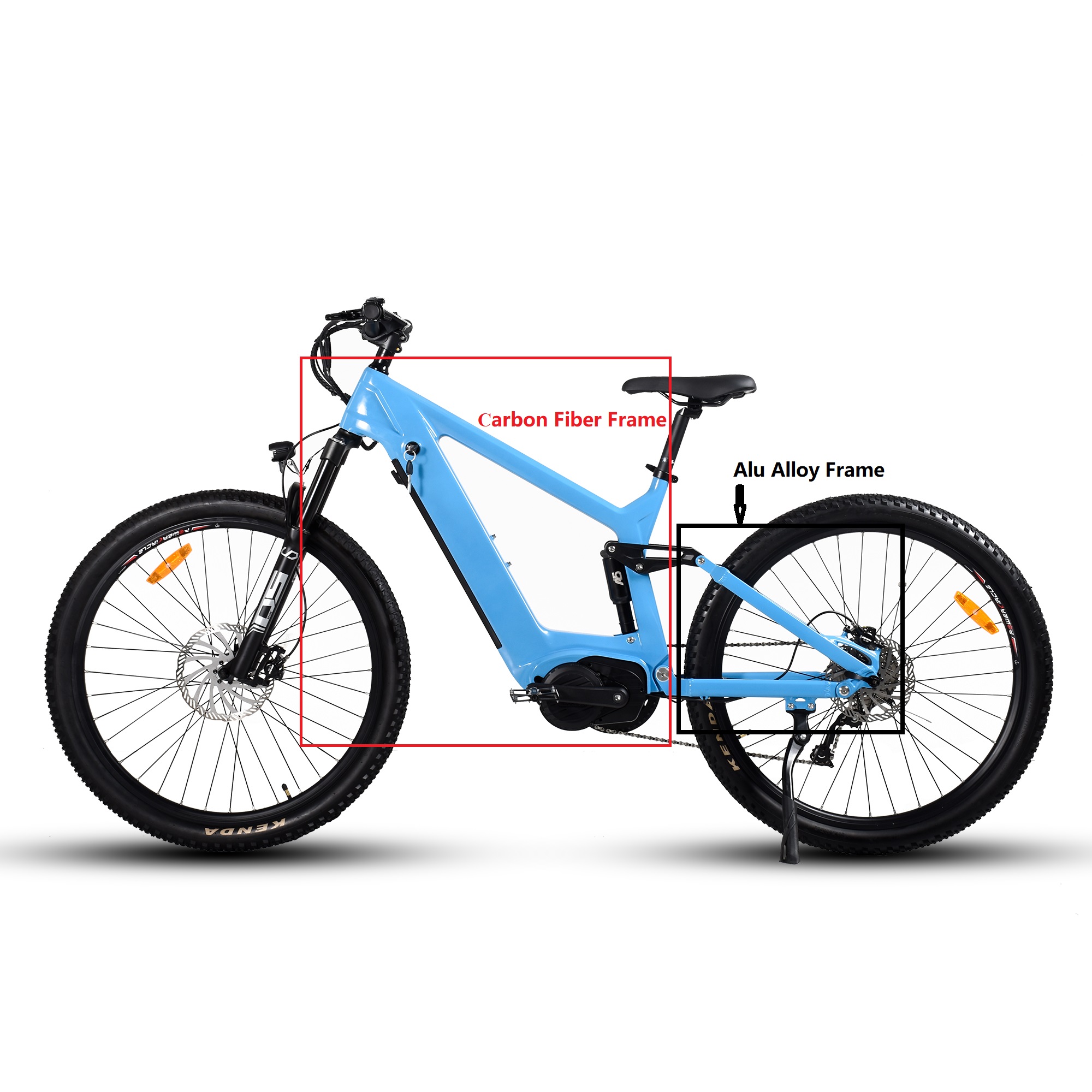 Kohlefaser -Elektrofahrrad 1000W/1200 W Mittelfahrradfahrradfahrradwagen MTB